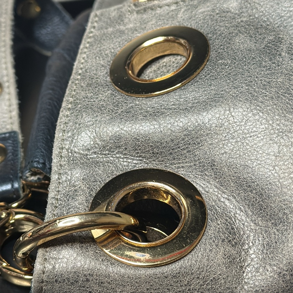Hammitt Montana Gold Shoulder Bag Crossbody Purse Foldover Two Toned Leather - Picture 4 of 16